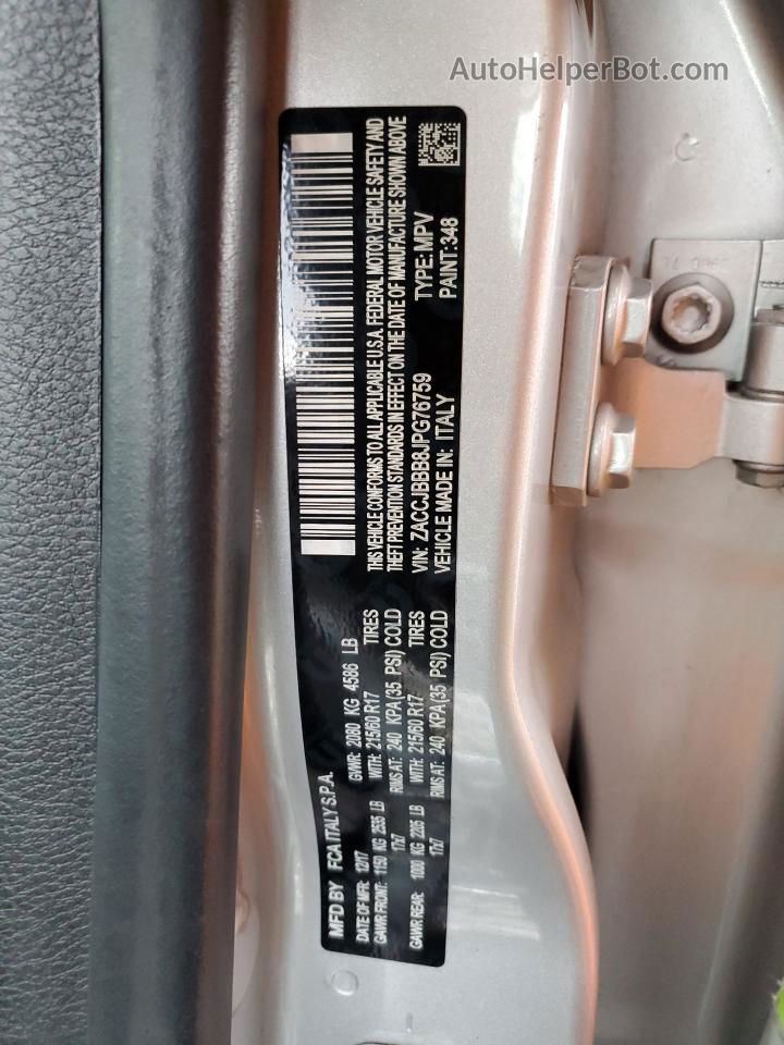 2018 Jeep Renegade Latitude Silver vin: ZACCJBBB8JPG76759