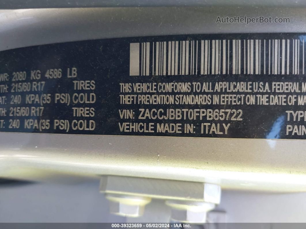 2015 Jeep Renegade Latitude Silver vin: ZACCJBBT0FPB65722