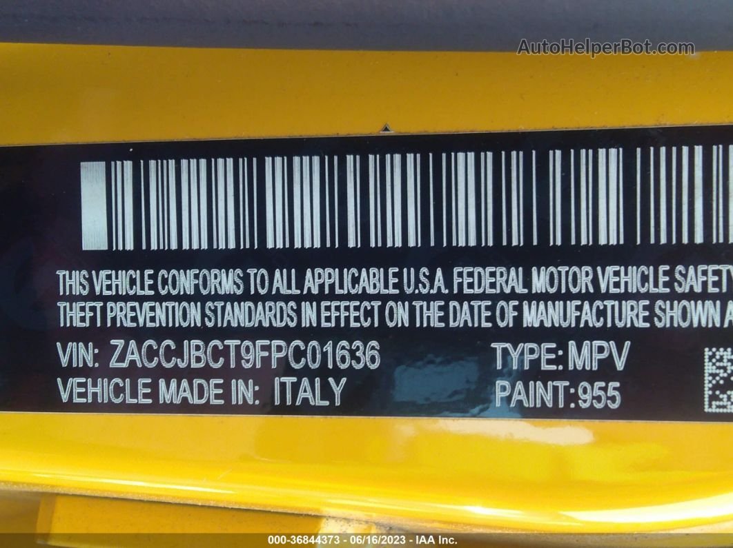 2015 Jeep Renegade Trailhawk Yellow vin: ZACCJBCT9FPC01636