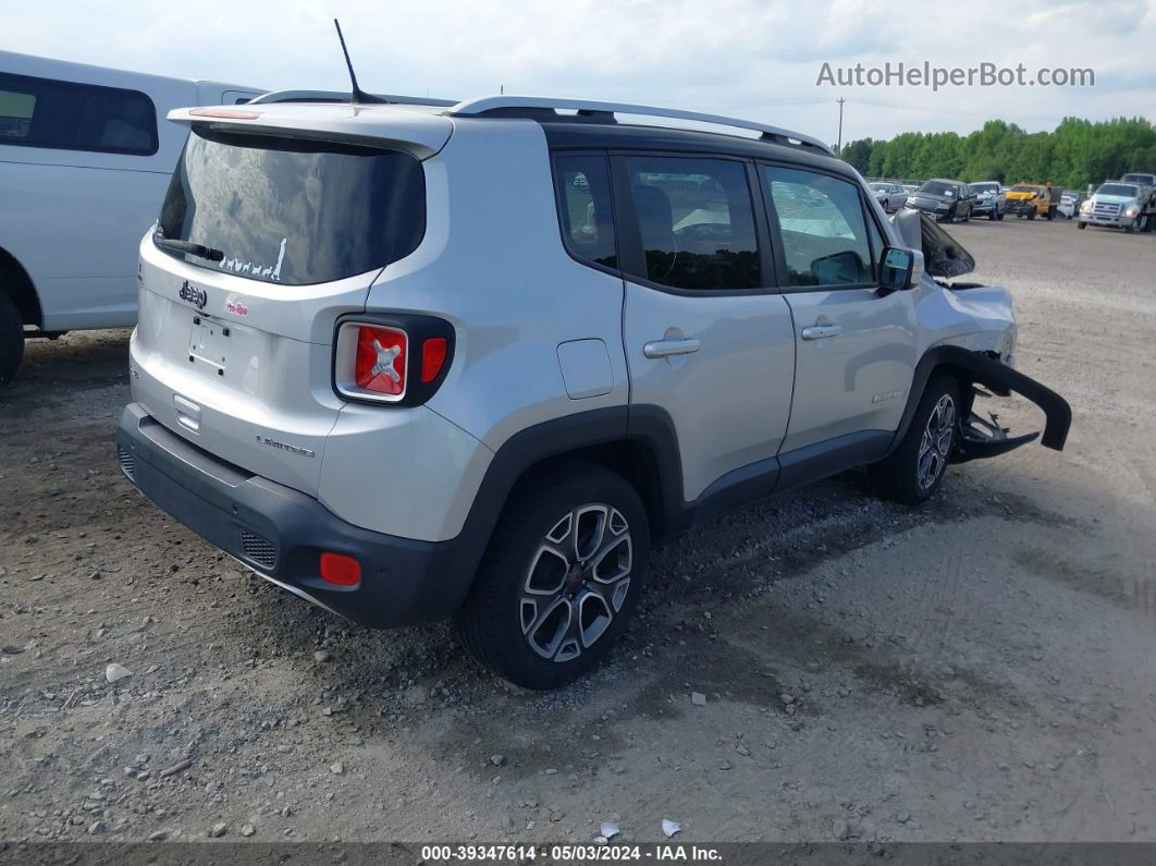 2018 Jeep Renegade Limited 4x4 Silver vin: ZACCJBDB6JPG95873