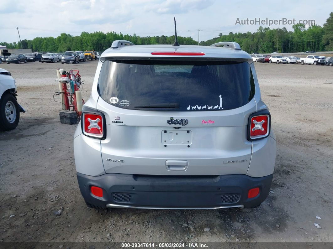 2018 Jeep Renegade Limited 4x4 Silver vin: ZACCJBDB6JPG95873