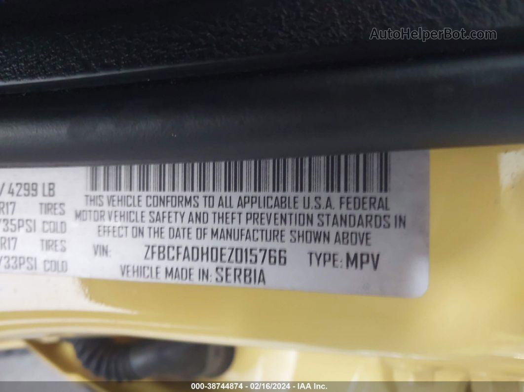 2014 Fiat 500l Trekking Yellow vin: ZFBCFADH0EZ015766